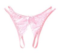 Culotte Dentelle Femme Sexy, String Ouvert à l'entrejambe Femme Taille Basse Filet Creuse Élasticité Tentation Jacquard Respirante avec Noeud Transparent Culotte Chic Et Élégants Belle T Slips