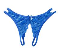 Culotte Dentelle Femme Sexy, String Ouvert à l'entrejambe Femme Taille Basse Filet Creuse Élasticité Tentation Jacquard Respirante avec Noeud Transparent Culotte Chic Et Élégants Belle T Slips