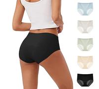 Culotte Dim Femme Coton Lot de 5 sous-vêtements Populaires Confortables et Respirants en Soie glacée sans Traces pour Femmes Culotte Femme Coton Taille Haute Culotte Satiné (Pink, M)