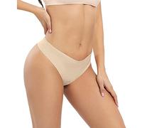 Culotte Dim Femme Coton sous-vêtement sans Couture pour Femme String Fitness en Forme de V String Respirant à Taille Basse String Ficelle pour Femme Culotte De Règle So Cup (Beige, S)