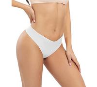 Culotte Dim Femme Coton sous-vêtement sans Couture pour Femme String Fitness en Forme de V String Respirant à Taille Basse String Ficelle pour Femme Culotte De Règle So Cup (White, S)