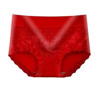 Culotte Dim Femme Coton sous-vêtements Bikini Taille Haute pour Femmes, sous-vêtements Lisses, Respirants pour Dames Panty Gainant Ventre Plat Feel Natural Culotte (Red, XXL)