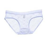 Culotte en Dentelle Transparente pour Femmes Sexy Voir à Travers des Slips sans Couture en Coton à Mailles Coton Grossesse Maternité (#3-White, L)