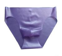 Culotte en latex pour homme avec poche sans couture avec taille basse et culotte en caoutchouc transparent offrant un ajustement sûr et un confort (XL violet)