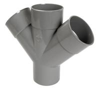 Culotte et embranchement NICOLL - double parallèle à 45° - RH14 - PVC gris