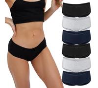 Culotte Fabio Farini 6 pièces pour femmes en plusieurs couleurs et tailles, 95% coton respirant - Noir Bleu Gris - 40(DE)/42(FR) L