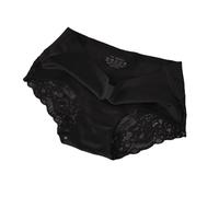 Culotte Femme Coton Grande Taille Slip Taille Moyenne en Soie glacée pour Femmes, Dentelle sans Couture, Entrejambe en Coton, Sexy, Respirant, Grande Shorty sans Couture Femme Short Femme (Black, M)