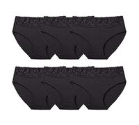 Culotte Femme Coton Slip Femme Dentelle Taille mi-Haute Confortable Respirante Elasticité Slips Lot de 6（EU-FR3020M-Black）