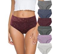 Culotte Femme Coton Slip Femme Dentelle Taille mi-Haute Confortable Respirante Elasticité Slips Lot de 6（EU-FR3020M-Line4）