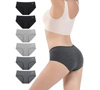 Culotte Femme Coton sous-vêtements Femme Stretch Taille Moyenne Panties Slip Respirant Multipack Paquet de 6, Gris Noir S