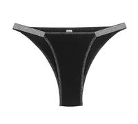 Culotte Femme Dim sans Couture Dentelle Culotte sous-Vêtements Culotte Coton String String Femme Dentelle Culotte Femme V Taille Respirant No Show String Culotte Femme Dim sans Couture (Black, M)