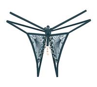 Culotte Femme Femmes Floral Creuse Sexy Taille Basse Culotte Ouverte Perle Massage String sous-vêtement Complet (Green, One Size)