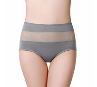 Culotte Femme im Femmes Grande Taille Taille Haute Sexy Culotte Femmes Coton Transparent Abdominale Hanche Ascenseur Slips Sexy Charmant Respirant Jupe Culotte Feel Natural Culotte (Grey, L)