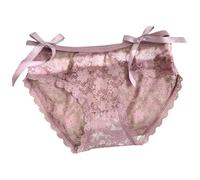 Culotte Femme Recherche Exquise avec Double Nœud Papillon Waist Design Ajouré Et Motif Fragmenté avec Bordure Dentelle Style Délicat Et Poétique Lingerie Fine Slip Femme Dentelle