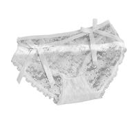 Culotte Femme Recherche Exquise avec Double Nœud Papillon Waist Design Ajouré Et Motif Fragmenté avec Bordure Dentelle Style Délicat Et Poétique Lingerie Fine Slip Femme Dentelle