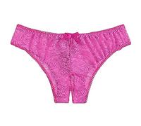 Culotte Femme - Slip Femme avec Entrejambe Ouvert Taille Moyenne Confort Bikini Hipster Maille Fleur Tanga Culotte Taille Basse Culotte Florale Sexy sous-vêtements Lingerie