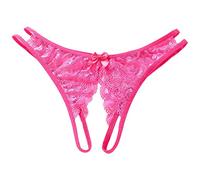Culotte Femme Sous-vêtements Fichiers Ouverts Grande Dentelle en Forme de T Sexy Femmes Sous-vêtements Sexy Dentelle Florale Sous-vêtements String Femme Culotte Sexy Ouverte, Rose, M