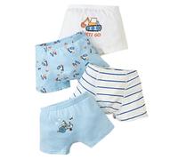 Culotte Fille 8 Ans - Slips en Coton pour Petits Garçons 4 Pièces sous-Vêtements Doux en Forme De Camion Dinosaure pour Tout-Petits (Sky Blue 3-4 Years)