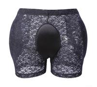 Culotte gainante en coton amélioré pour homme avec bordure en dentelle pour crossdresser, transgenre, port confortable (S, noir)