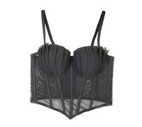 Culotte gainante en dentelle pour femme Beau sous-vêtement dos porter exposition et tube Top femmes modèles fins en latex corset haut, Noir , 34