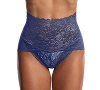 Culotte gainante femme ventre plat dentelle sexy slip sexy chic taille haute transparent respirant sous vetements feminins shorty grande taille elasticité douce hipster aminciaaant panty (Blue, XXL)