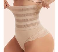 Culotte gainante G-string en dentelle bicolore, culotte haute taille avec contrôle du ventre et effet levant, lingerie et gaine pour femmes L,M,S,XLUnicoloreTissu tricoté
