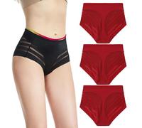 Culotte gainante haute stretch sans couture pour un usage quotidien - String en dentelle à rayures invisibles pour femme (3 pièces - C, XXL (80-95 kg))