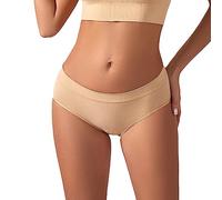 Culotte Gainante Ventre Plat Short Taille Haute Culotte taille moyenne conservatrice de couleur unie pour femmes, tête sans couture Culotte Bresilienne Femme Culotte Chair Culotte (Beige, M)