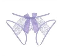Culotte Grande Taille pour Femme, Sexy Transparent Dentelle sans Soudure à Fente Taille Basse Avant (Purple, XL)