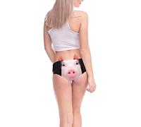 Culotte Grande Taille pour Femme, sous-vêtements de Queue d'animal imprimés en 3Ds Sexy et drôles avec des Oreilles Mignonnes (L)