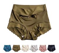 Culotte gynécologique en soie hygroscopique sans odeur, taille haute, anti-fuite, respirante, grande taille (vert, XL)