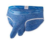 Culotte Homme Erotique sous La Chaleur Slips avec Manchon De Pénis Triangle Panties Hommes Renflement D'éléphant sous-vêtements String Slips (Bleu,M)