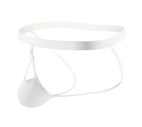 Culotte Homme Soie Glace Back Empty Culotte Tanga Fesses Amovibles Exposed Ice Silk Creux Grande Poche Pantalons de Bain Drôle, Blanc., L