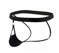Culotte Homme Soie Glace Back Empty Culotte Tanga Fesses Amovibles Exposed Ice Silk Creux Grande Poche Pantalons de Bain Drôle, Noir , XXL