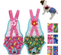 Culotte hygiénique lavable réutilisable avec jarretelles pour chien, M: Waist 16" - 20", Papillon rose et cupcake vert.