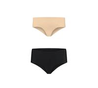 Bye Bra Culotte Hipster Invisible, Taille Haute, Bikini sans Couture, sans Couture, sans Ligne De Culotte, Bords Lisses, Lot De 2, Tailles: S-XL, Beige Et Noir (XL, x_l)