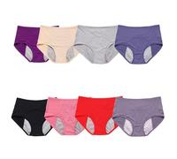 Culotte Menstruelle Absorbante Femme Lot de 8 Protection Anti-Fuites Slip Shorts Shorty Décontracté Taille Haute Elasticité Menstruation Protection Périodique Hygiénique Ventre Plat Extensibles Léger