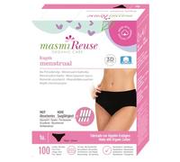 Culotte menstruelle bio | Lavable et réutilisable | En coton bio | Noir | Masmi Reuse (S = tour de hanches 86-94 cm)