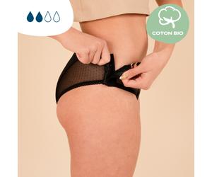 Culotte menstruelle détachable noire - flux moyen 36