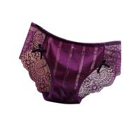 Culotte Menstruelle Femme, en Dentelle sans Traces, Taille Basse, Sexy, Pur désir, Soie Douce et rafraîchissante, Pantalon Triangle à Entrejambe en Coton Lisse (Purple, M)