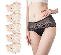 Culotte Menstruelle Femme Lot 4, Dentelle Sexy Flux Abondant Coton Absorbante Slip, Taille Moyenne Culottes Menstruelles Ultra Absorbante