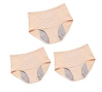 Culotte Menstruelle Flux Tres Abondant Taille Haute Culotte de Regle Hygiénique Absorbante Lavable，Lot de 3 Culotte Menstruelle Absorbante,Beige-XL