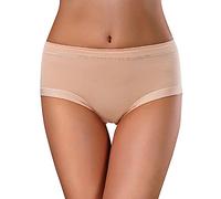 Culotte Menstruelle Pantalon Physiologique Taille Moyenne Conservateur Anti-Fuites Latérales À Trois Couches De Couleur Unie pour Femmes Culotte Femme Coton sans Couture (Beige, M)