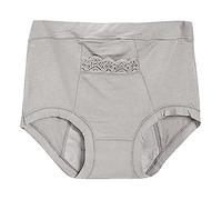 Culotte Menstruelle Taille Haute Grande Poche de sous-Vêtement Textile pour Femme Trois Couches de Couleur Unie Dentelle Slips Anti-fuites Latérales (Grey, XXXXL)