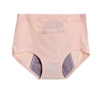 Culotte Menstruelle Taille Haute Grande Poche de sous-Vêtement Textile pour Femme Trois Couches de Couleur Unie Dentelle Slips Anti-fuites Latérales (Khaki, XXXXL)