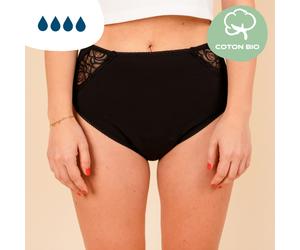 Culotte menstruelle Taille haute noire - flux abondant 44