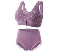 Culotte Menstruelle Taille Haute Soutien-Gorge et Ensemble pour Femmes, Fermeture Frontale, sous-vêtements pour Femmes âgées, Slips, Lingerie Quotidienne Femme Nuisette Lingerie