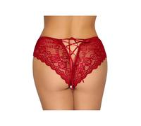Culotte ouverte noeud & dentelle rouge