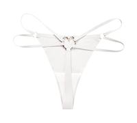 Culotte Ouverte Sexy À L'entre Jambe String sans Couture Femmes Anneau en métal désir Sexy Fille T Pantalon Grande Taille Coton Entrejambe sous-vêtements Culotte Femme Taille Haute Protege (White, L)