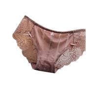 Culotte pour Femme Ventre Plat, en Dentelle sans Traces, Taille Basse, Sexy, Pur désir, Soie Douce et rafraîchissante, Pantalon Triangle à Entrejambe en Coton Lisse (Brick Red, L)